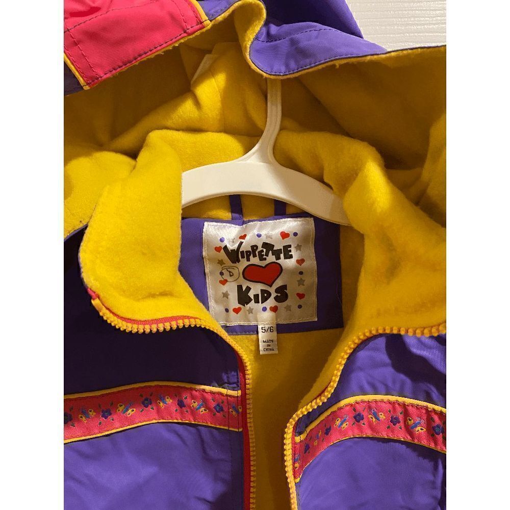 Wippette Kids Removable Hood Zip up Windbreaker Jacket Purple Pink Sz 5/6 - Picture 5 of 5